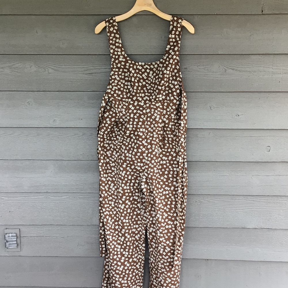 Storia Brown Floral Jumpsuit Overalls Women’s Medium New NWT